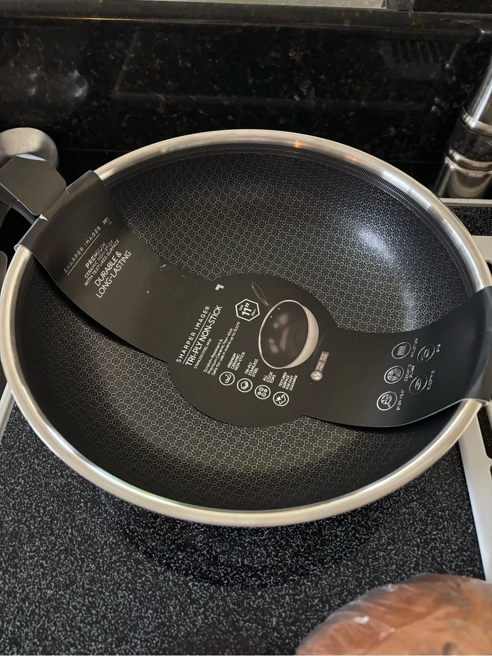 New!  Sharper Image 11” Black Tri-Ply Non-Stick Wok/Frying Pan